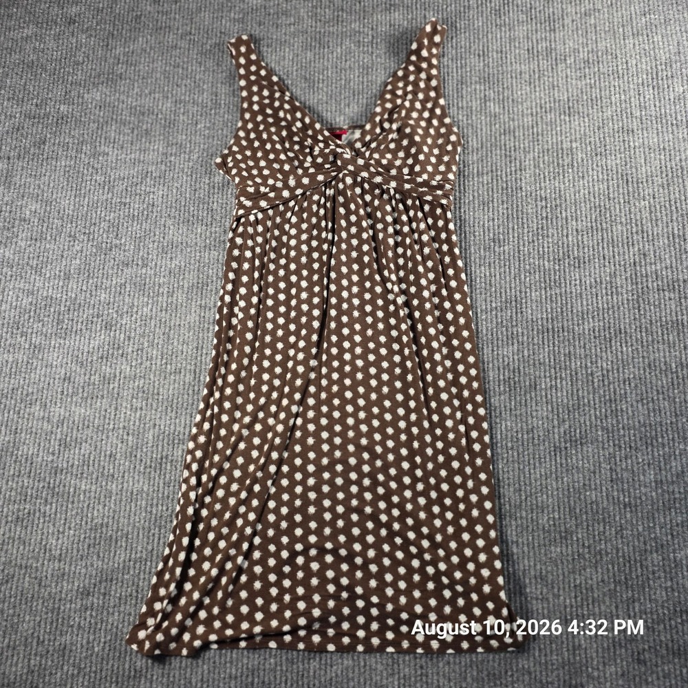 Merona Womens Brown Polka Dot Sleeveless Twist Front Empire Waist Dress Medium